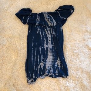 Blue Tie Dye Off-Shoulder Dress